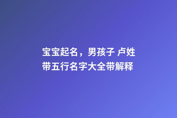 宝宝起名，男孩子 卢姓带五行名字大全带解释